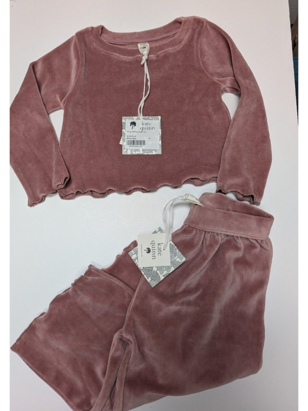 Kate Quinn Woodrose Pink Velour Long Sleeve Jade Set Girls 4T Harvest